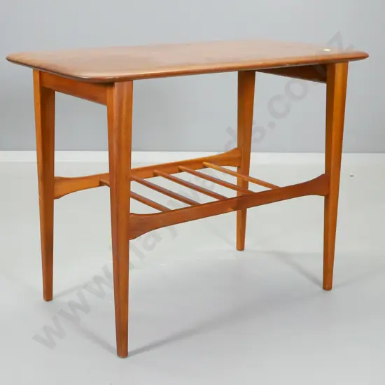mid-century mahogany occasional table w/magazine rack H580 W760 D400